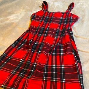 Stretchy Red Plaid Dress